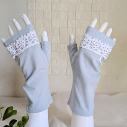 ❃夏のUVカットのアームカバー ショートバージョン 水色(レース) 手袋