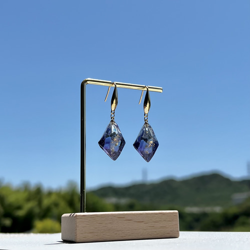 michiru◆ バイカラーフローライト×ブルーダイヤモンドピアス michiru◇ バイカラーフローライト×ブルーダイヤモンドピアス
