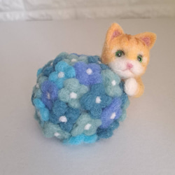 羊毛フェルト 癒し サバシロ猫 ネコ 立ちニャン お団子 可愛い