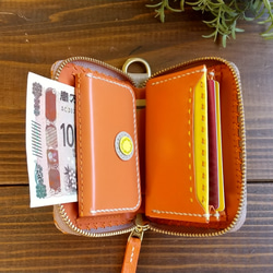 1万円札を折らない最小お財布(グレージュとオレンジ) その他ミニ財布