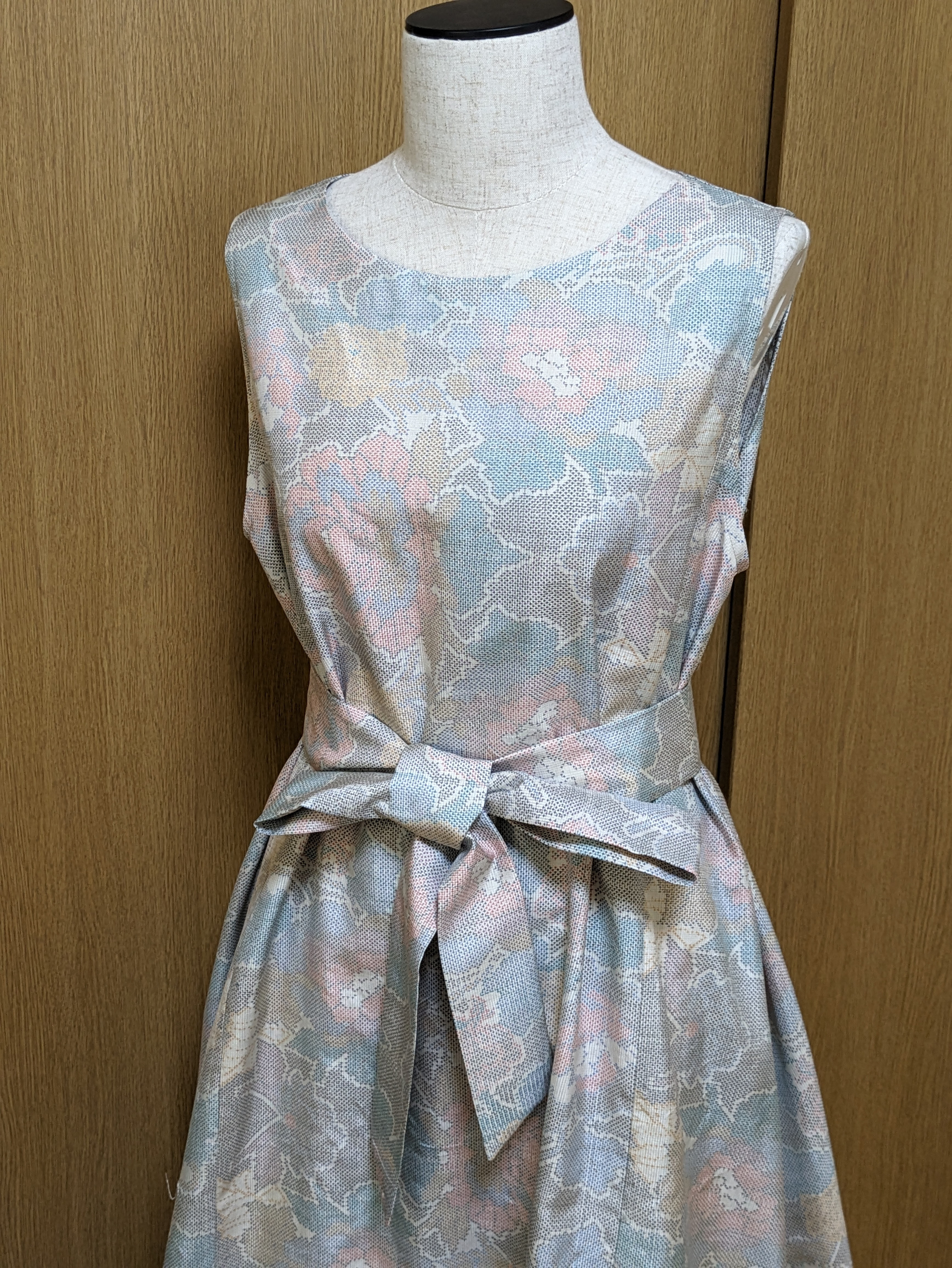 SOLD　着物リメイク　ワンピース　大島紬　M〜L