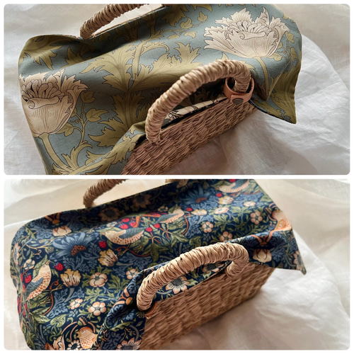 Fabric by ベストオブモリス 山葡萄のかごバッグ 六角花編み