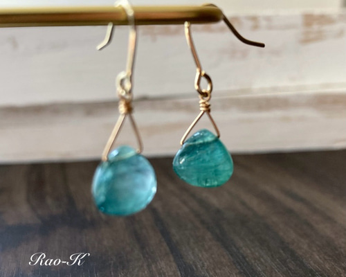 14kgf 天然石　グランディディエライト　ロング　ピアス　イヤリング ✨天然石グランディディエライトのピアス/イヤリング ピアス（フック