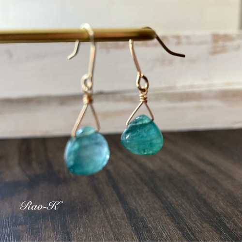 14kgf 天然石　グランディディエライト　ロング　ピアス　イヤリング ✨天然石グランディディエライトのピアス/イヤリング ピアス（フック