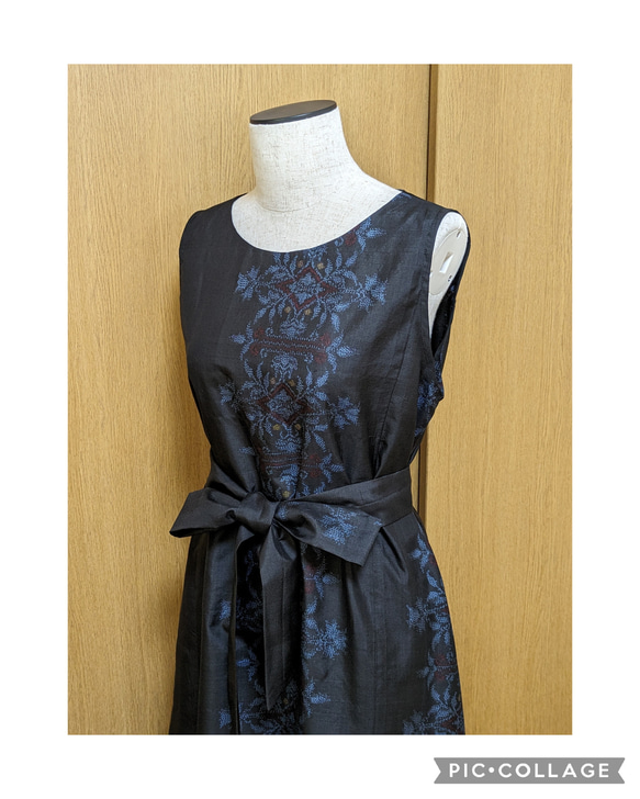 SOLD　着物リメイク　ワンピース　大島紬　M〜L 