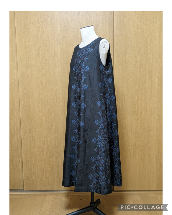 SOLD　着物リメイク　ワンピース　大島紬　M〜L 