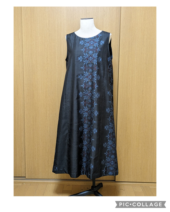 SOLD　着物リメイク　ワンピース　大島紬　M〜L 