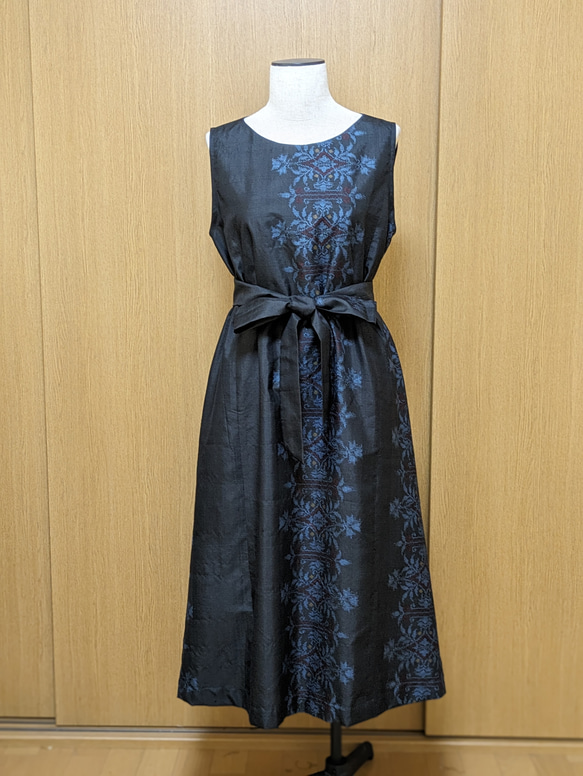 SOLD　着物リメイク　ワンピース　大島紬　M〜L 