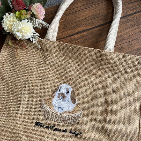 うさぎ刺繍のジュートバッグ かごバッグ Shijimi Factory 通販 うさぎ刺繍のジュートバッグ かごバッグ Shijimi Factory 通販