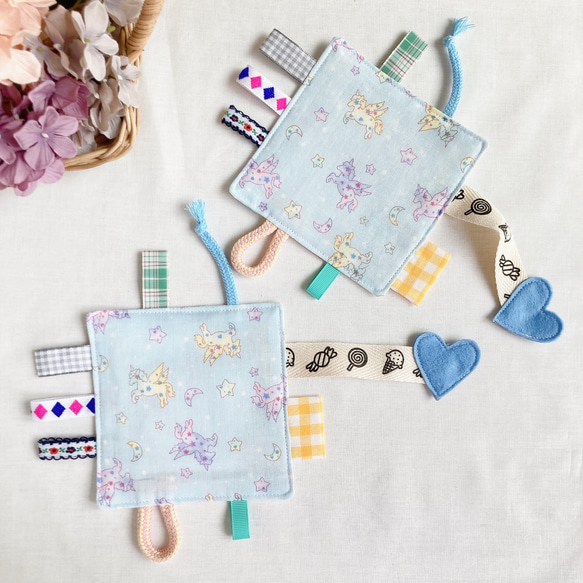 シャカシャカタグハンカチ カシャカシャ 布おもちゃ ユニコーン