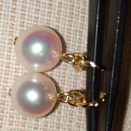 069】あこや真珠 7.7~7.8mm ピアリングチャーム ピアスチャーム 超絶  