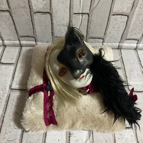 オブジェ ☆ 「 マゼリーニョ ..黒猫の仮面 」 創作人形 粘土