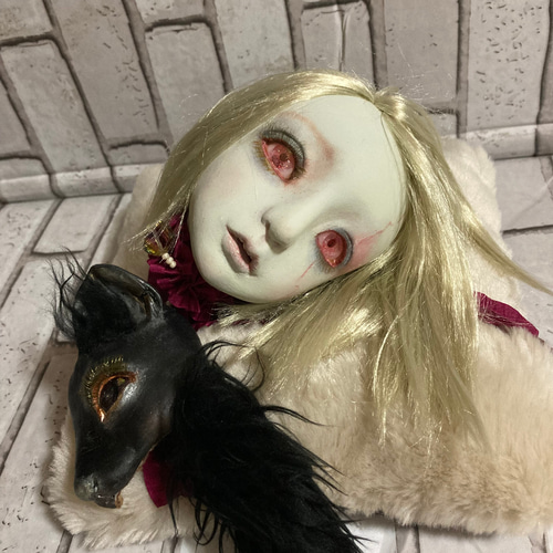 オブジェ ☆ 「 マゼリーニョ ..黒猫の仮面 」 創作人形 粘土人形