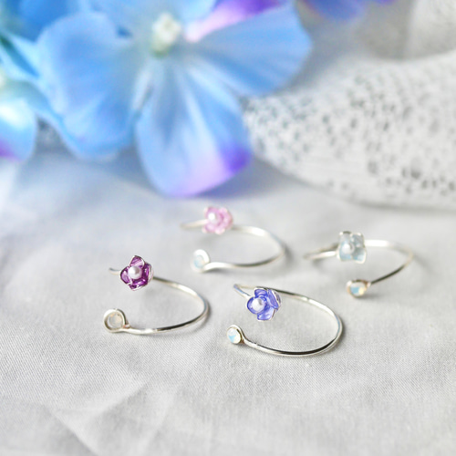 一粒紫陽花リング マニキュアフラワー ディップフラワー ディップ