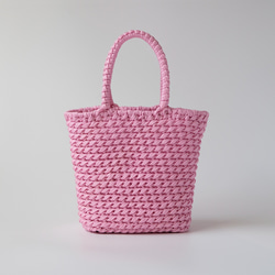 京都発 作家オリジナル 手編み パラコード トートバッグ M 耐水 ピンク
