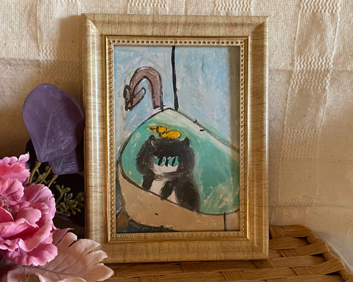 絵画。原画手描【週末、猫ちゃんたちのコーヒーとパンのパーティー】 絵画。原画手描【週末、猫ちゃんたちのコーヒーとパンの