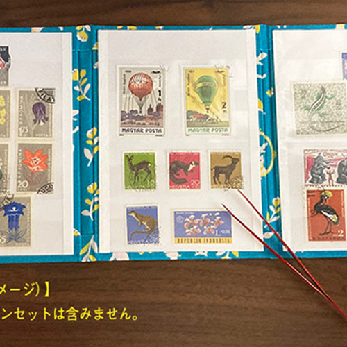 手製本のストックブック（切手ホルダー）＊紙小物の収納にも！[三つ折