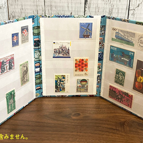 手製本のストックブック（切手ホルダー）＊紙小物の収納にも！[三つ折