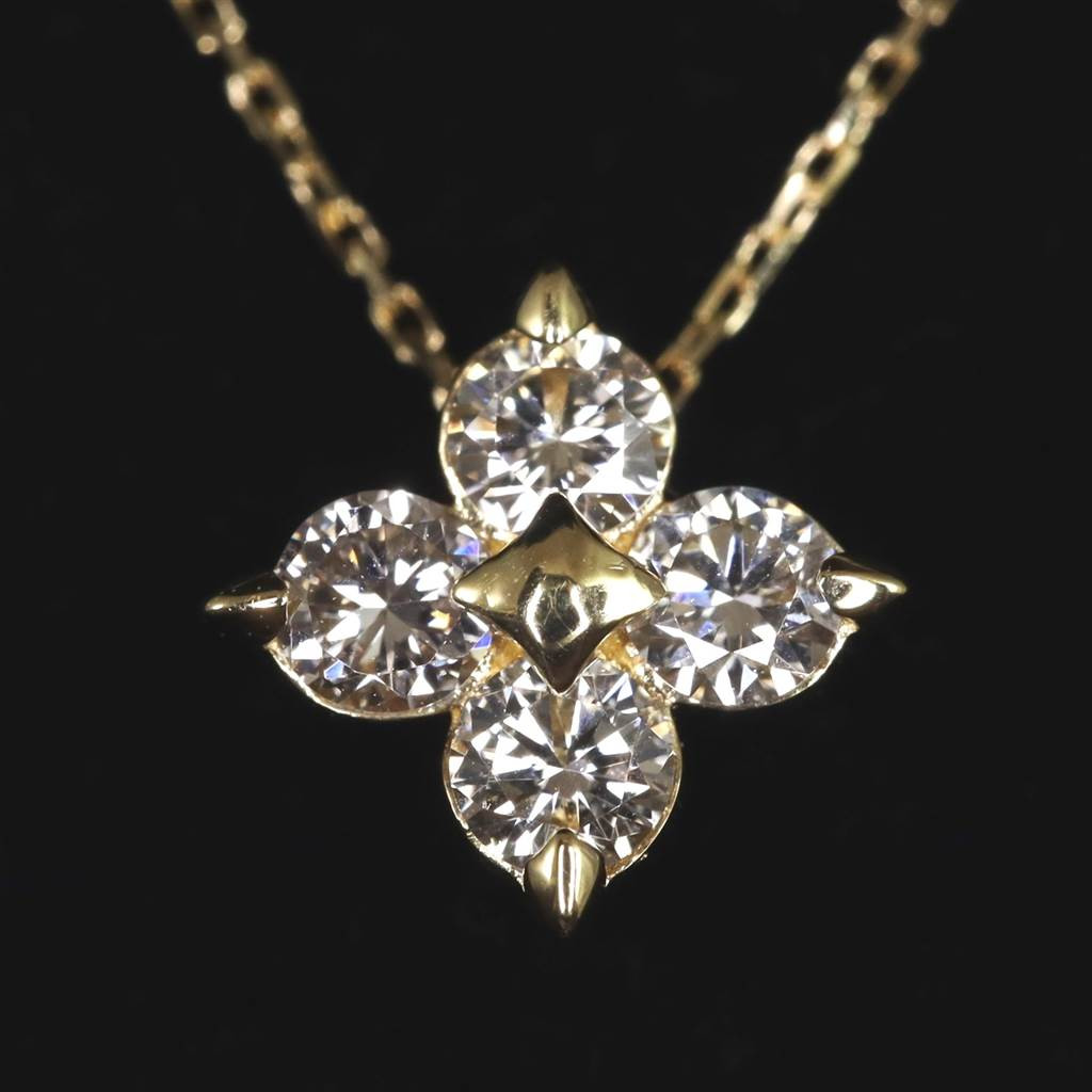 天然ダイヤモンド 0.16ct クロス ペンダント K18YG  0.48g　Type.B #80160