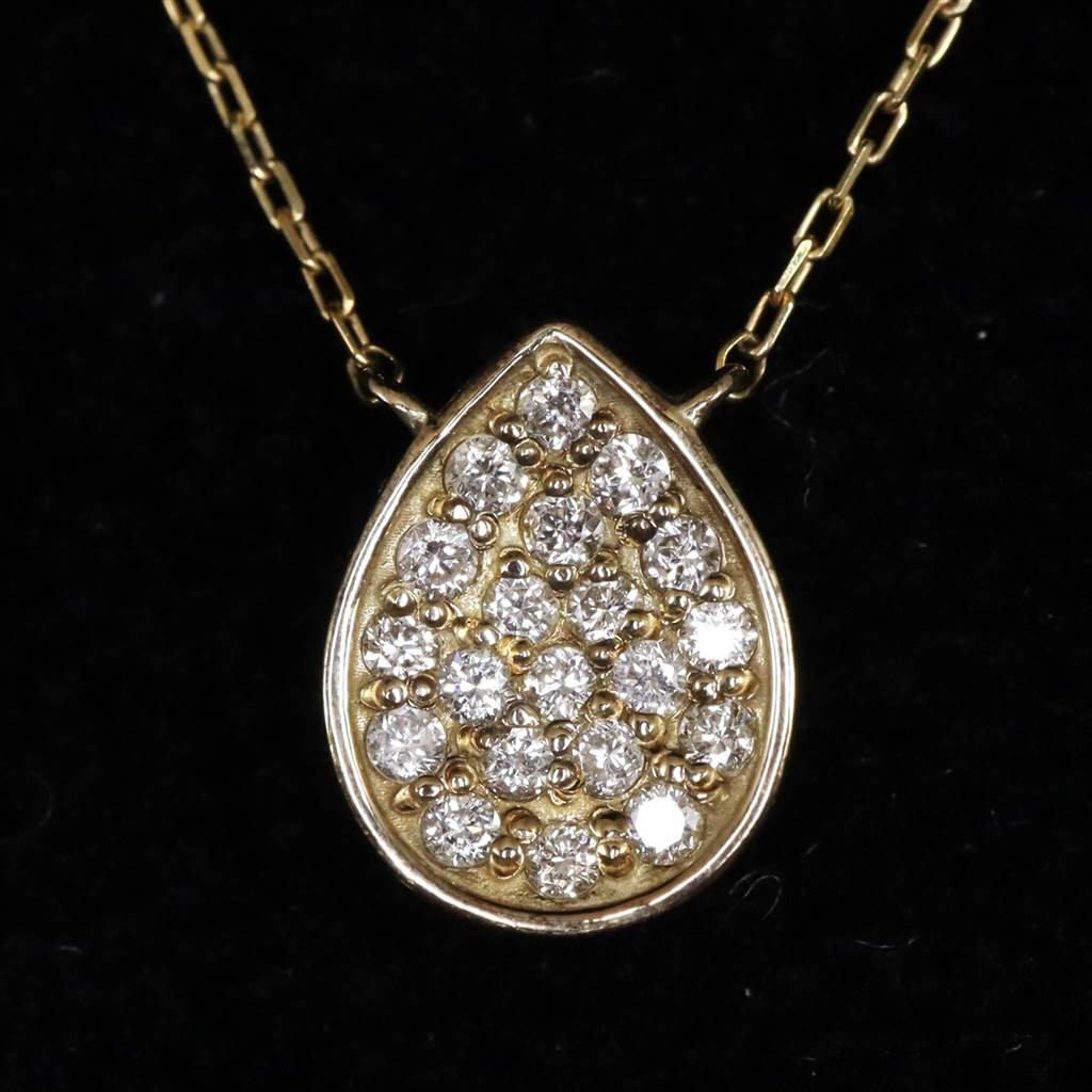 天然ダイヤモンド 0.1ct ペアシェイプ ペンダント K10YG  0.47g #29818