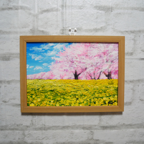 油絵 油彩 油彩画 絵画 絵【桜と菜の花畑】 絵画 HR 通販 油絵 油彩 油彩画 絵画 絵【桜と菜の花畑】 絵画 HR 通販