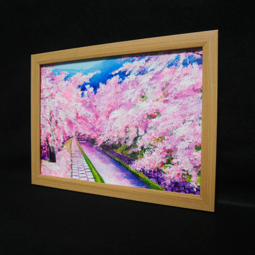 油絵 油彩 油彩画 絵 絵画 【哲学の道の桜】 絵画 HR 通販