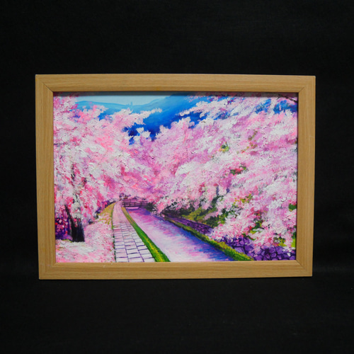 カタログギフトも！ 油彩画 油彩 油絵 絵 通販 HR 絵画 【哲学の道の桜】 絵画 絵画
