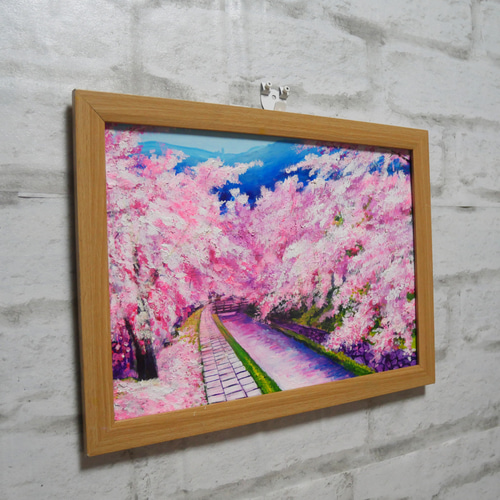 油絵 油彩 油彩画 絵 絵画 【哲学の道の桜】 絵画 HR 通販 17771604