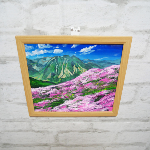 油絵、絵画 油絵 油彩 油彩画 絵 絵画【ミヤマキリシマ咲く英彦山】 絵画