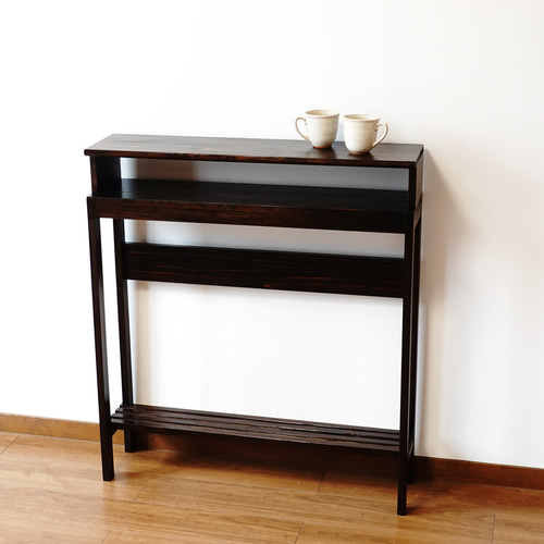 コンソールテーブル 木製 無垢 家具 おしゃれ 収納 2つ Black Ⓣ コンソールテーブル 木製 無垢 家具 おしゃれ 収納 2つ 引き出し