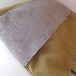 ヴィンテージ帆布 トートバッグ 黄土色+スモーキーベージュ 4枚目の画像