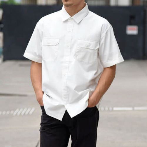 ワークシャツ メンズ シンプル ミリタリー 半袖シャツ 大人 プリント