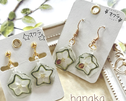 本物の野菜アクセサリー【オクラ】 イヤリング・ピアス イヤリング  