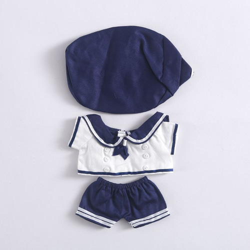 ハンドメイド着せ替え人形　青系洋服 20cmぬいぐるみ用 着せ替え服 ぬい服 青い空 ドレス 3点セット