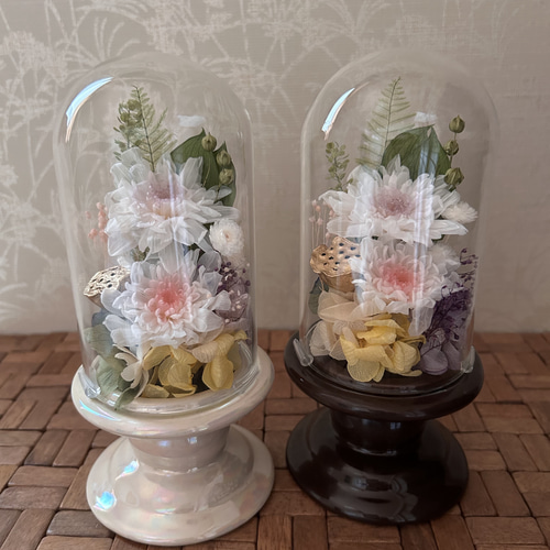 ガラスドーム型プリザーブドフラワー 仏花 プレゼント