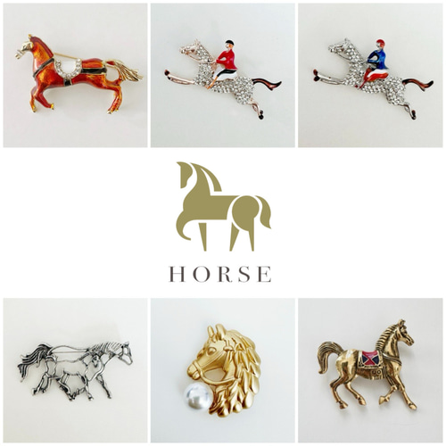 no2153/乗馬/馬/ホース/パールビジューブローチ ブローチ espoir 通販