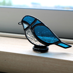 ステンドグラスサンキャッチャー・青い鳥（受注制作） サン