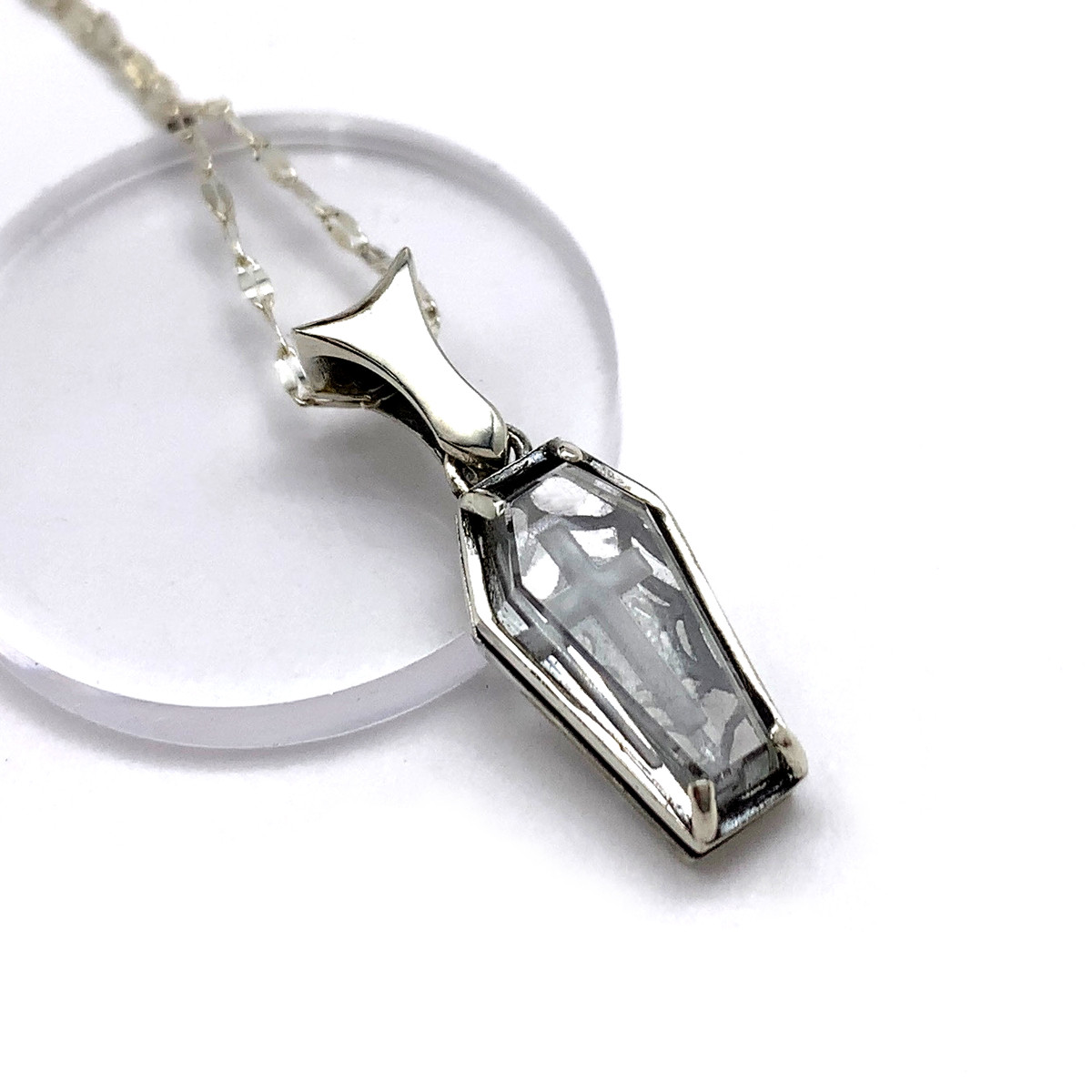 水晶 棺桶カット シルバー925 ネックレス｜ダークゴシック