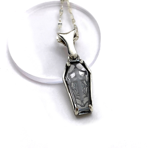 水晶 棺桶カット シルバー925 ネックレス｜ダークゴシック ネックレス