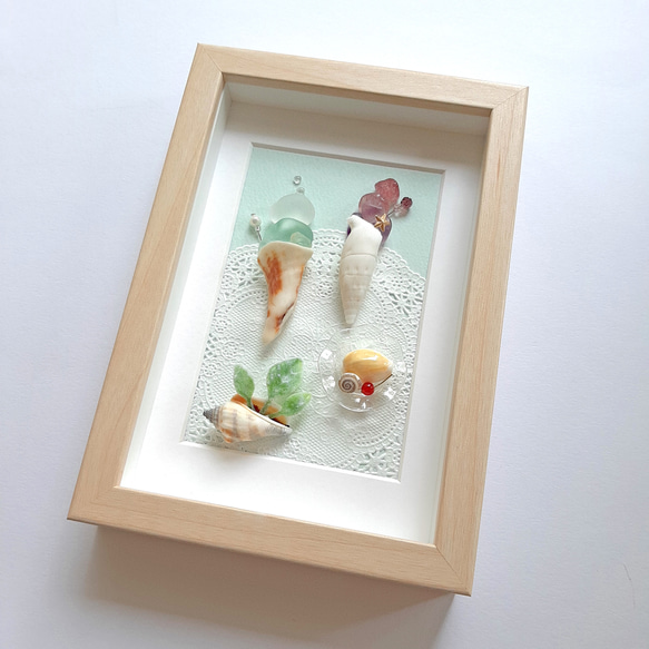 カスタム販売アート - 〈アイスクリーム〉シーグラスアート 