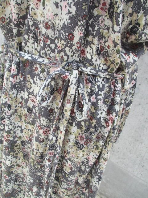 イタリア製　カシミア混花柄プリントシンプルワンピース　1点物