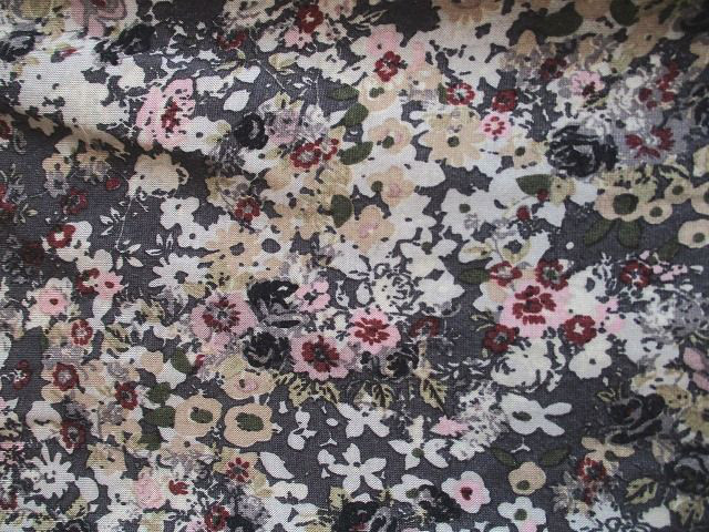 イタリア製　カシミア混花柄プリントシンプルワンピース　1点物