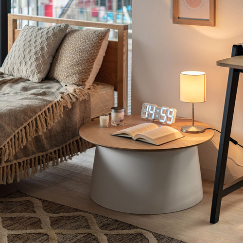 Sサイズ ラウンド ローテーブル サイドテーブル 木製天板 軽量 韓国