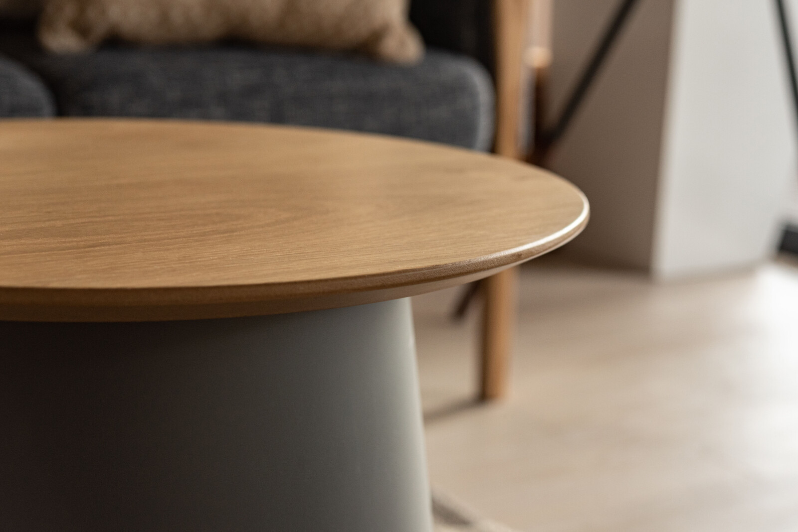 Lサイズ　ラウンド ローテーブル　サイドテーブル　木製天板　軽量 韓国インテリア 【AZM-SD-10053114】