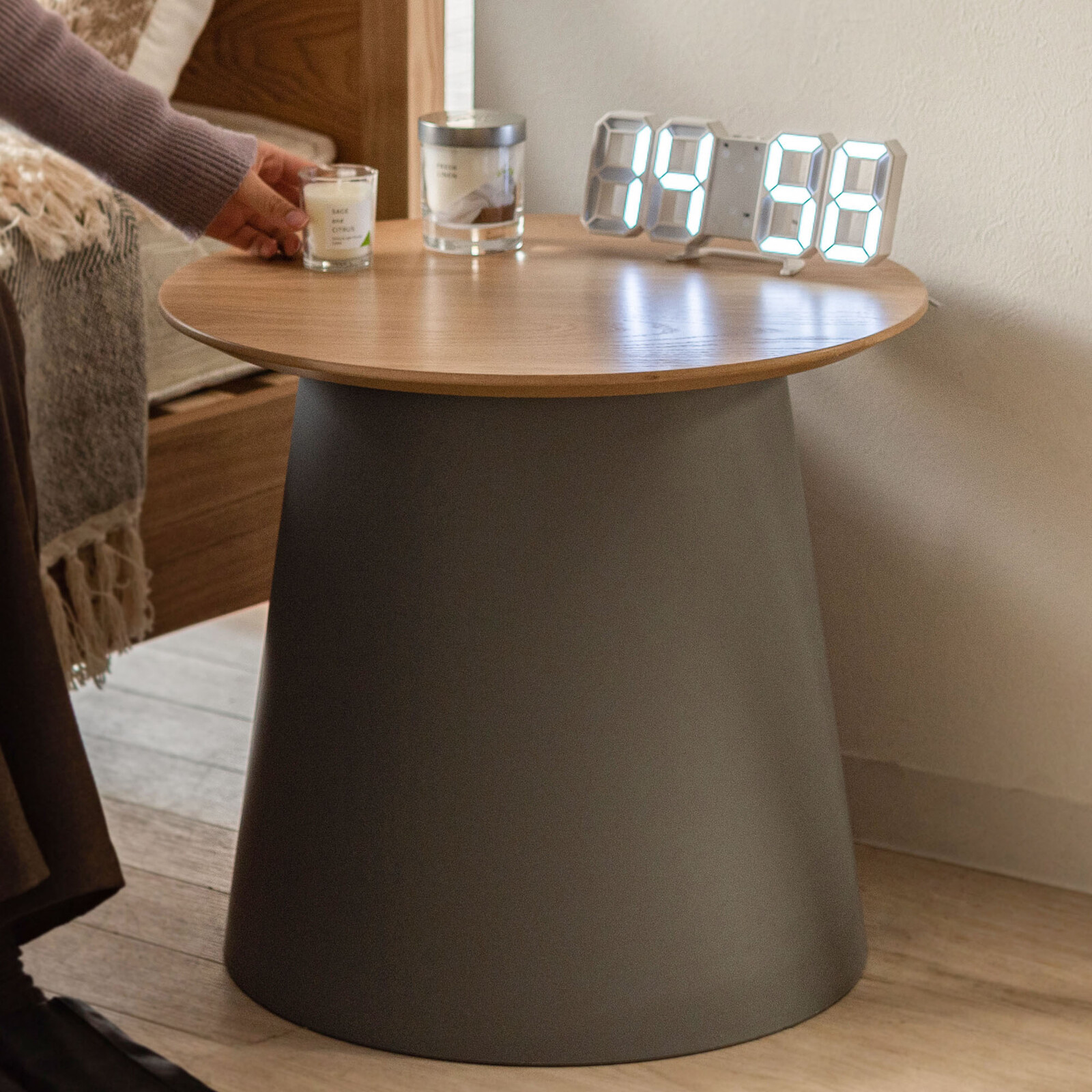 Lサイズ　ラウンド ローテーブル　サイドテーブル　木製天板　軽量 韓国インテリア 【AZM-SD-10053114】