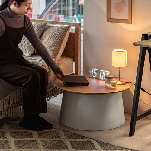 Lサイズ ラウンド ローテーブル サイドテーブル 木製天板 軽量 韓国