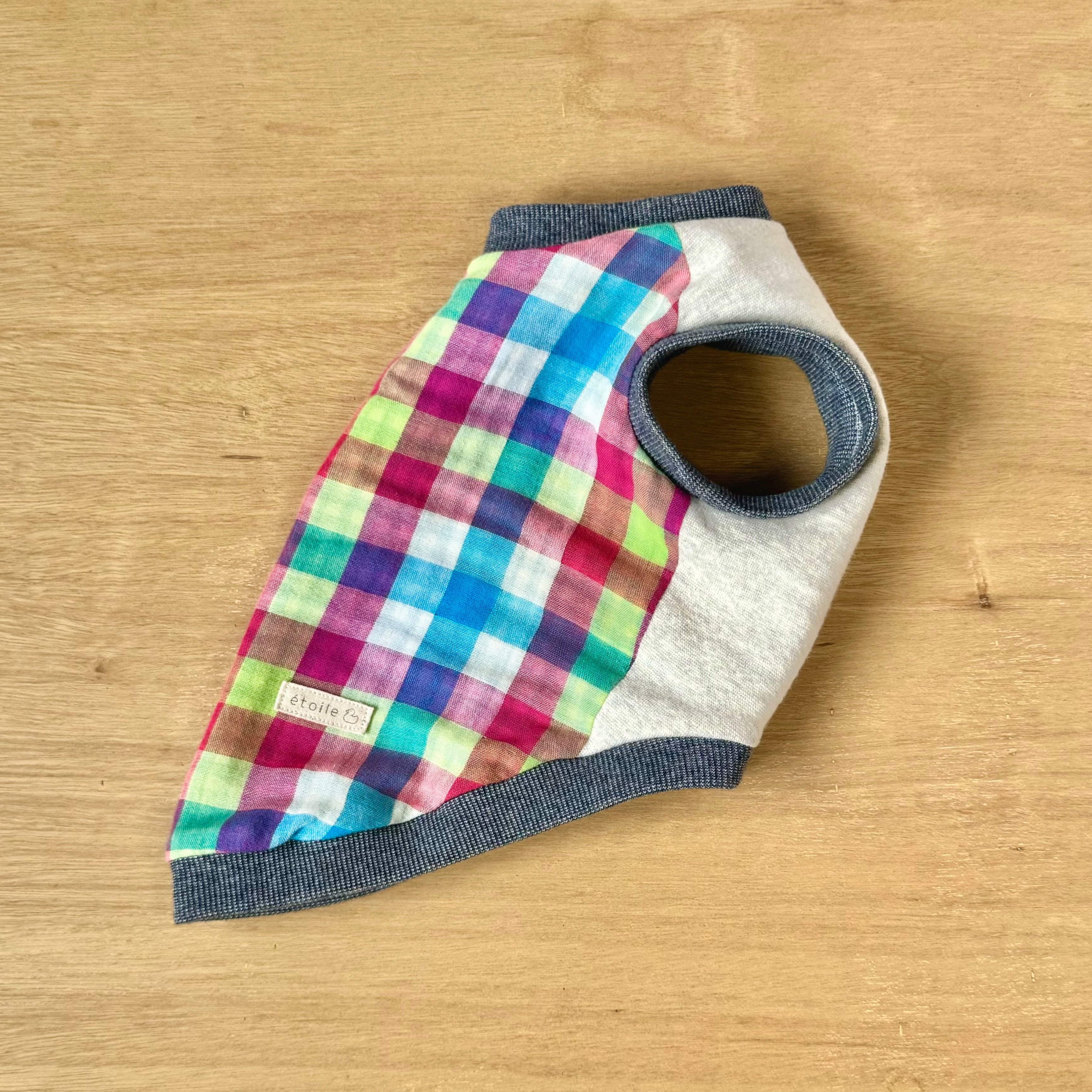 ダブルガーゼ　colorfulチェック　タンクトップ　オソロイ        Ω