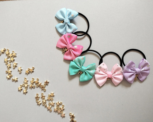 【オーダー♡花付ダブルリボン 】ヘアクリップ　ヘアゴム　ベビー　キッズ　パステル 1c5ca44fc2eafe5791fb7814d79d8f