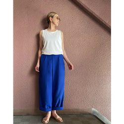 選擇你的長度❣️酷炫清涼❤️腰部修身藍色褲子❤️防紫外線速乾❤️有彈性又美觀的材質❤️亞麻混紡 第2張的照片