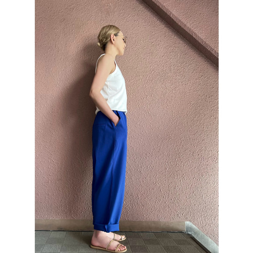 長さ選べる❣️涼しい冷感cool❤️腰回りすっきり青のパンツ❤️紫外線